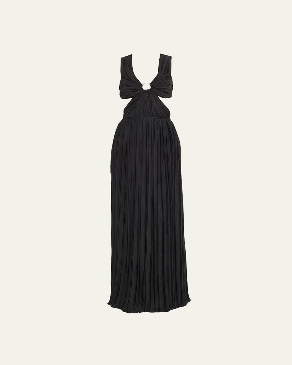 Pleated Gown w/ Cutout Details